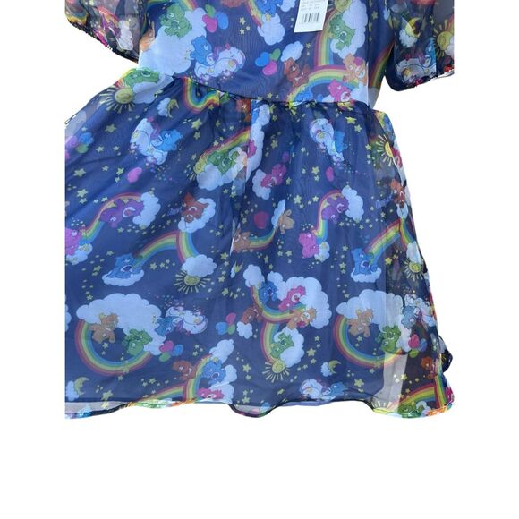 Care Bears kids' girls' XXL blue organza puffy sleeve dress up party fun - Picture 4 of 7